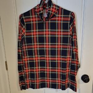 J. Crew Women's Plaid Long Sleeve Top - Red and Blue
